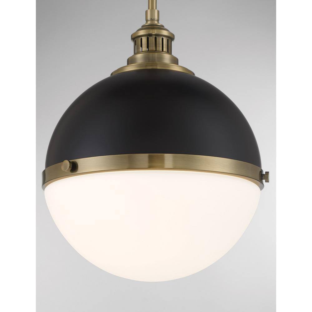 Coal and Oxidized Aged Brass Glass Orb Pendant Light