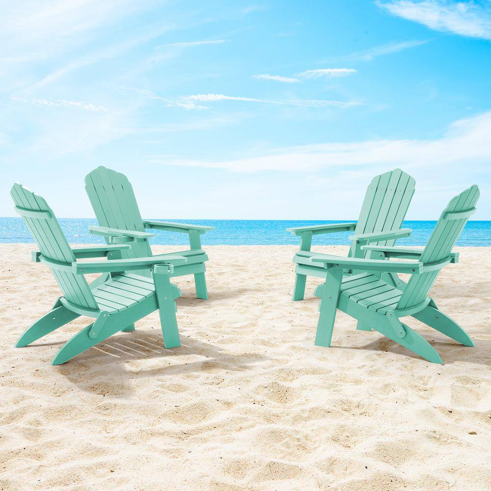 Apple Green Folding Plastic Patio Outdoors Weather Resistant Fire Pit Chair Adirondack Chair (4-Pack) price history on PriceWatchPro