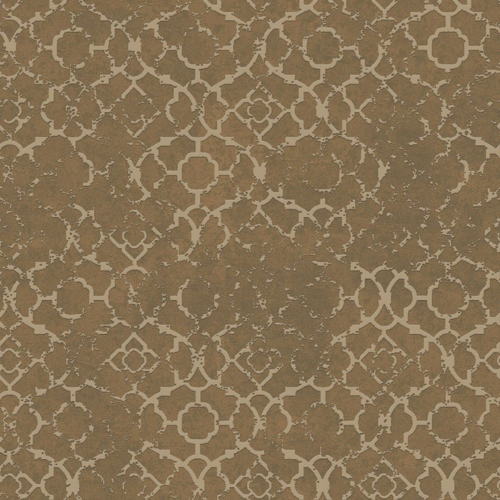 Emporium Collection Dark Gold Aged Quatrefoil Embossed Metallic Finish Pape