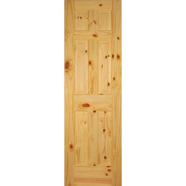 Builders Choice 24 in. x 80 in. Left-Handed 6-Panel Solid Core Knotty Pine Single Prehung Interior Door