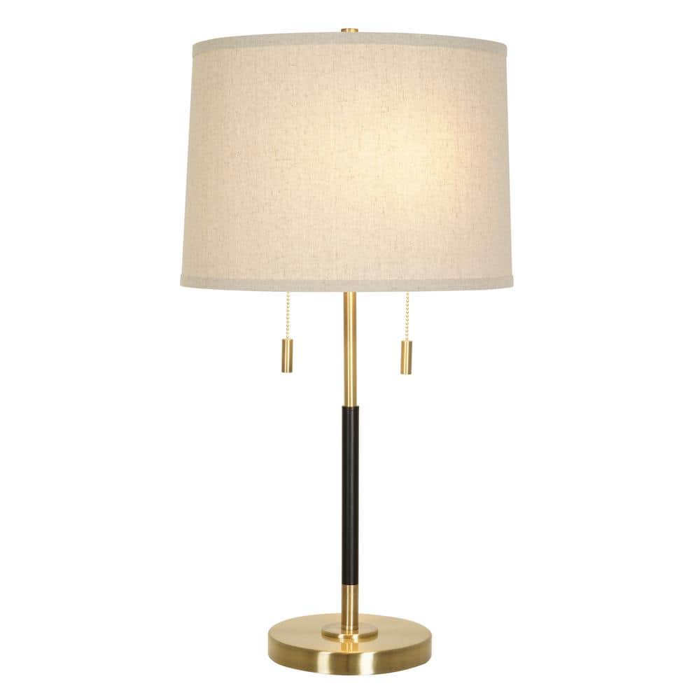 Brushed Steel Catalina Lighting 21547-000 Traditional 2-Way Tall Decorative Metal Table Lamp with Linen Shade 27 