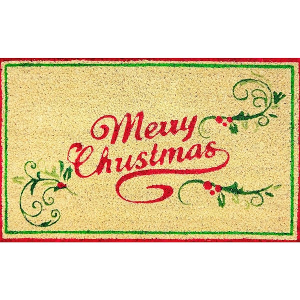 Merry Christmas 18 in. x 30 in. 100% Coir Printed Door Mat FC-0910 ...