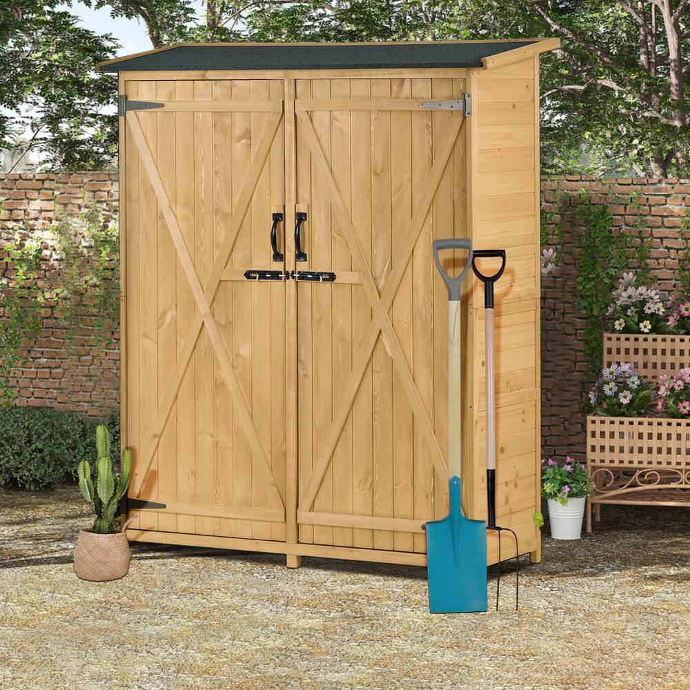 5.3 ft. H x 4.6 ft. L Rectangle Outdoor Wood Storage Shed and Shed Shelving