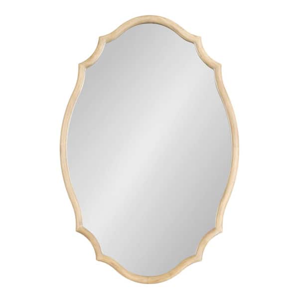 Kate and Laurel Leanna Natural 24 in. W x 36 in. H Scalloped Wood Framed Mirror
