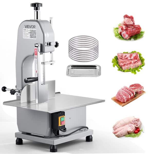 Commercial Electric Meat Bandsaw, 1,100 W Bone Sawing Machine, 0-4.3 in. Cutting Thickness, 7-Extra Replacement Blades