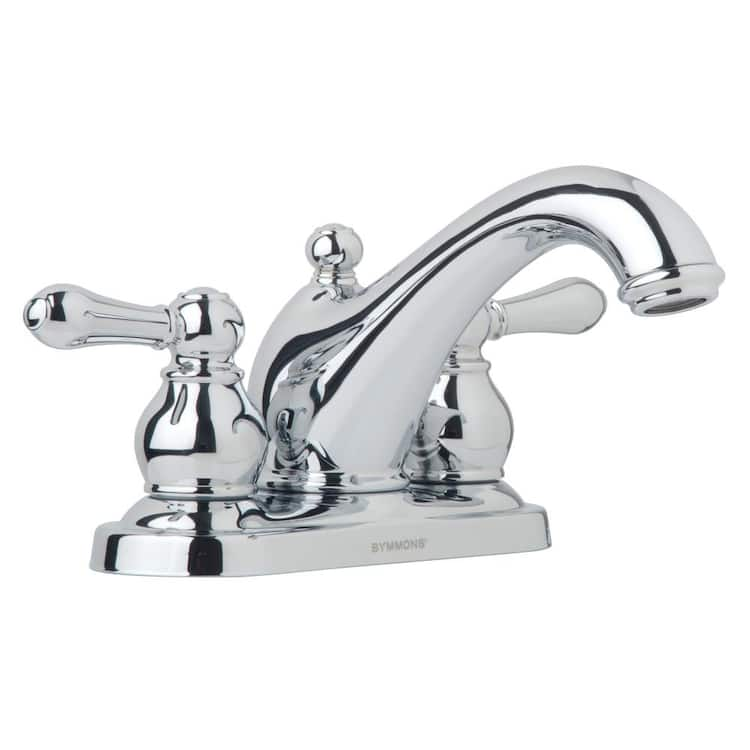 Symmons Allura 4 in. Centerset 2-Handle Bathroom Faucet with Drain Assembly in Chrome