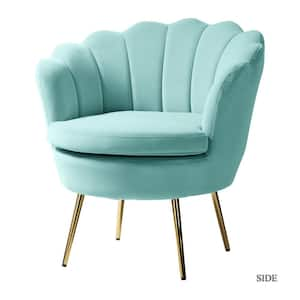 Fidelia Sage Barrel Accent Arm Chair with Golden Base