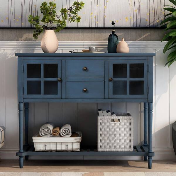 Urtr Antique Navy Sideboard Console, Navy Side Table With Storage