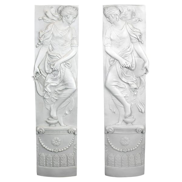 Design Toscano 48 in. x 11.5 in. The Dionysia Festival Dancer with Harp and Dancer with Tambourine Wall Friezes(2-Piece)