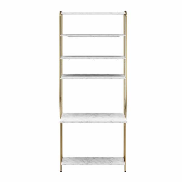 CosmoLiving by Cosmopolitan Gwyneth 36 in. W Wall Mount Adjustable Wood Closet System, White Marble