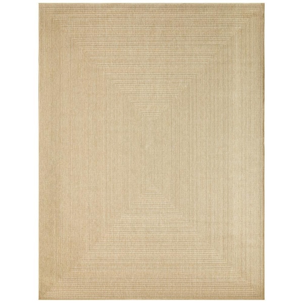 Tulum Taupe Ivory 9 ft. x 12 ft. Linear Contemporary Area Rug