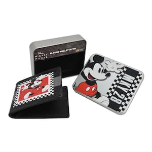 Mickey Mouse Vintage Print Bifold Sport Wallet in a Decorative Tin Case Multi, Unisex