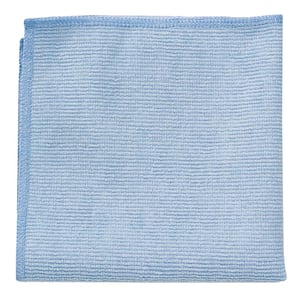 16 in. x 16 in. Light Commercial Blue Microfiber Cloth (24-Count)