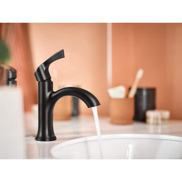 Moen Korek Single Hole Handle Bathroom Faucet With Drain Kit Included In Matte Black 84466bl - Moen Replacement Bathroom Sink Stopper