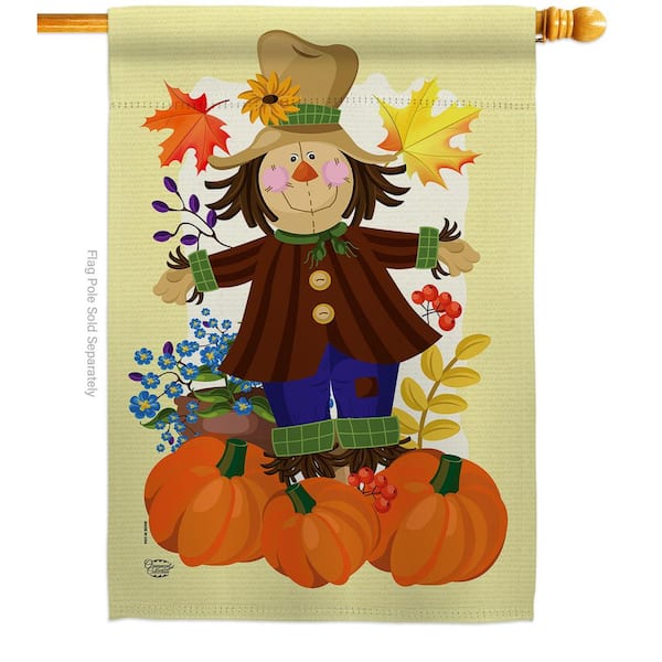 Ornament Collection 28 in. x 40 in. Autumn Scarecrow Fall House Flag Double-Sided Decorative Vertical Flags
