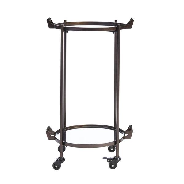 Home Decorators Collection Oil Rubbed Bronze Metal Rolling Bar Cart with Mirrored Tray Shelves (20 in. W x 33 in. H)