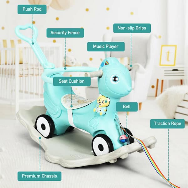 Buy Wooden Baby Horse on Wheels Toy Online