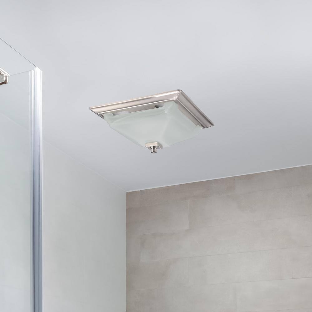 Square Brushed Nickel LED Ceiling Exhaust Fan with Frosted Glass