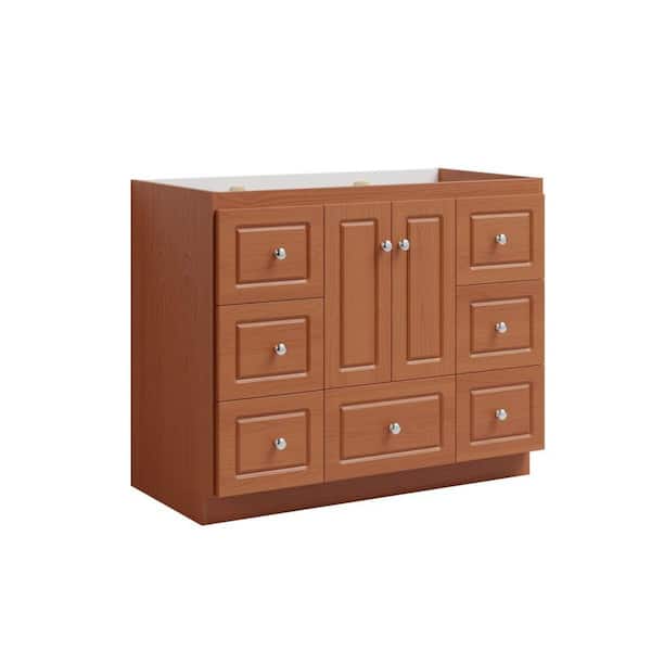 Ultraline 42 in. W x 21 in. D x 34.5 in. H Bath Vanity Cabinet without Top in Medium Alder