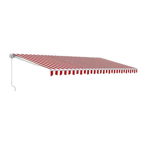 ALEKO 13 ft. Manual Patio Retractable Awning (120 in. Projection) in Red And White Stripes
