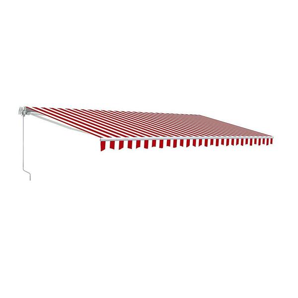 Aleko 13 Ft Manual Patio Retractable Awning 120 In Projection In Red And White Stripes Aw13x10rwstr05 Hd The Home Depot
