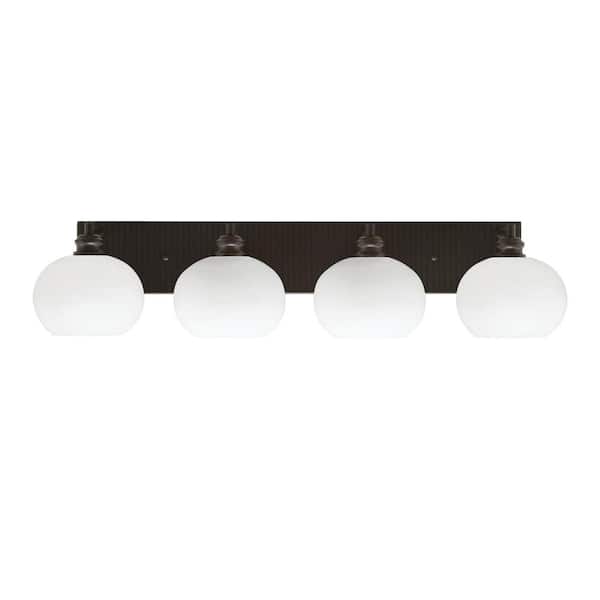 Unbranded Albany 34 in. 4 Light Espresso Vanity Light with White Muslin Glass Shades