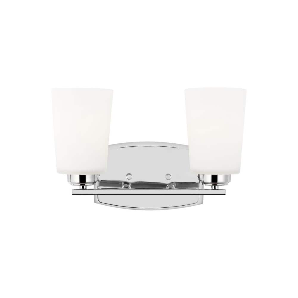 Franport 13.25 in. 2-Light Chrome Traditional Chic Wall Bathroom Vanity Light with White Glass Shades and LED Bulbs price history on PriceWatchPro