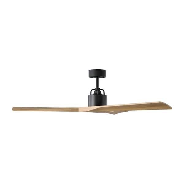 Generation Lighting - Fan Alma Smart 52 in. Midnight Black Downrod Mount Standard Ceiling Fan with Remote and Natural Honey Blades
