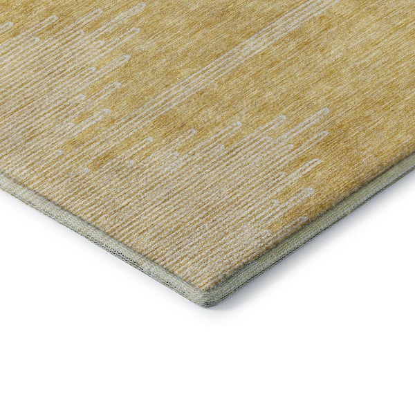 Mayfield Premium Machine Washable Indoor/Outdoor Geometric AMF647 Gold 1 ft. 8 in. x 2 ft. 6 in. Area Rug