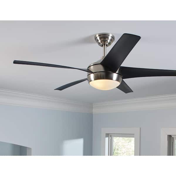 Windward IV 52 in. Indoor LED Brushed Nickel Ceiling Fan with Dimmable Light Kit, Remote Control and Reversible Motor