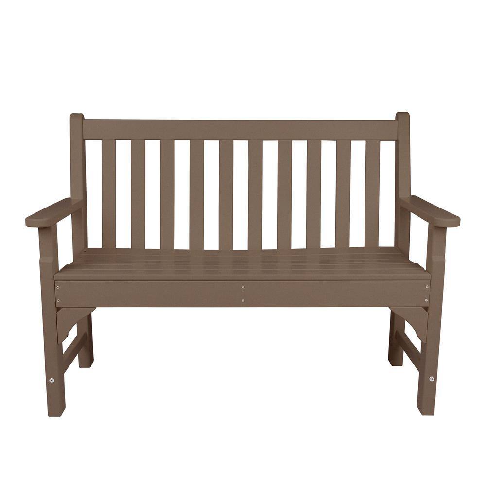 Oxford Teak Plastic 2-Person Outdoor Bench with Stainless Steel Hardware