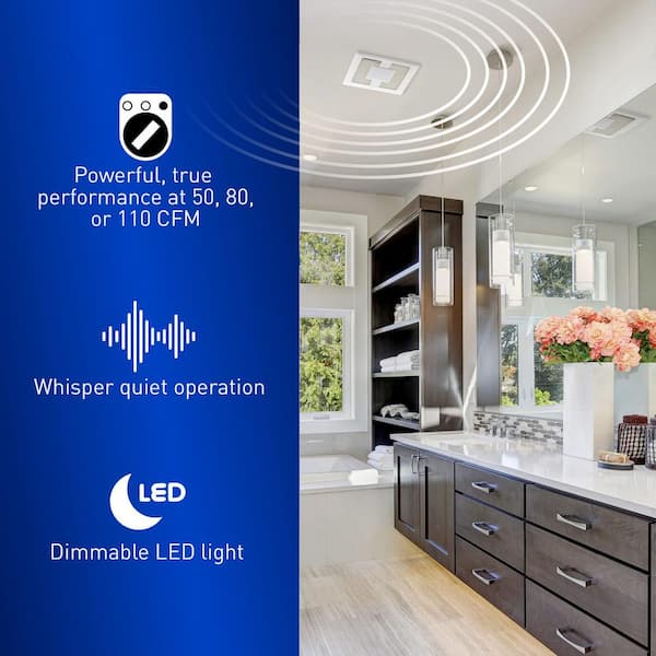 Panasonic WhisperCeiling DC fan with LED lights, Pick-A-Flow Speed