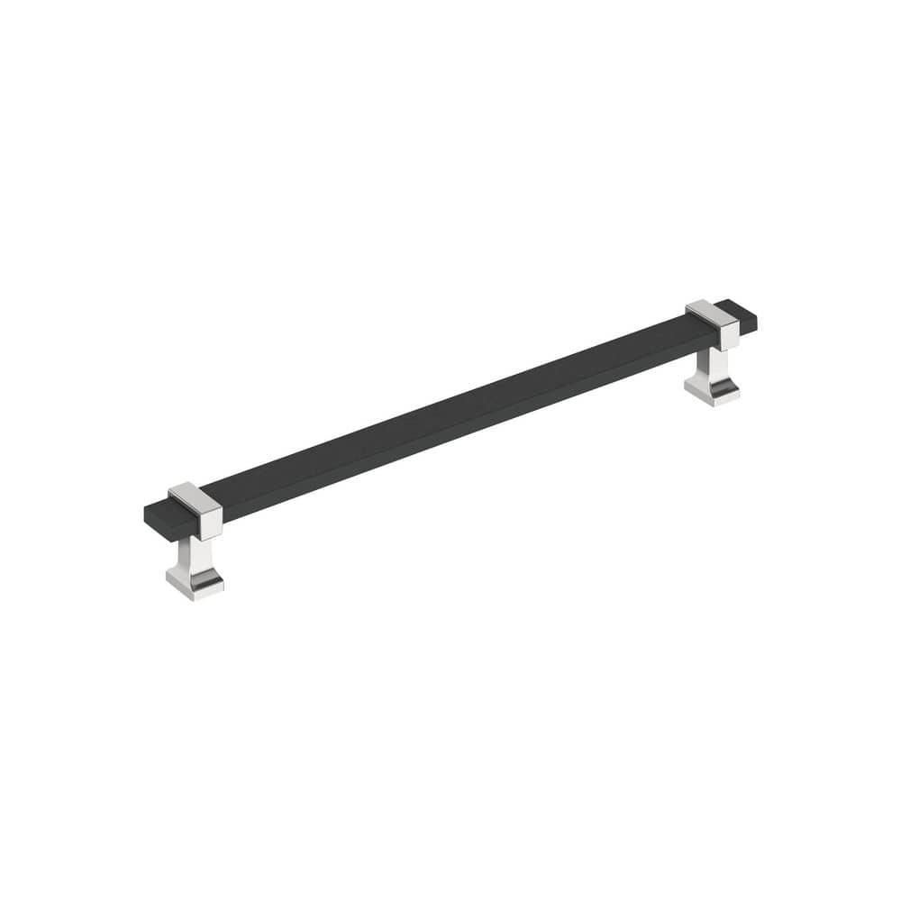 Overton 8-13/16 in. (224mm) Center-to-Center Modern Brushed Matte Black/Polished Chrome Bar Cabinet Pull price history on PriceWatchPro
