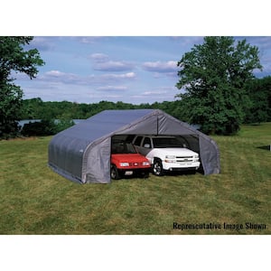 22 ft. W x 28 ft. D x 11 ft. H Steel and Polyethylene Garage without Floor in Grey with Corrosion-Resistant Frame