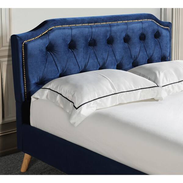 DHP Ryan Blue Velvet Queen Upholstered Bed with Storage DE50117 - The Home  Depot