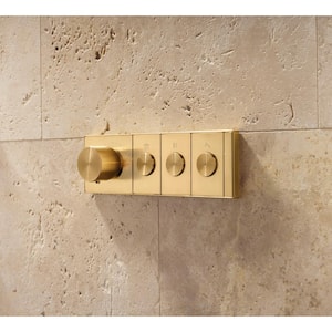 Anthem 3-Outlet Thermostatic Valve Control Panel with Recessed Push-Buttons in Polished Chrome