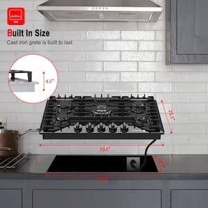 30 in. NG/LPG Convertible Gas Cooktop in Porcelain Enamel with 5-Burners