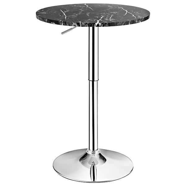Clihome 24 in. Black Swivel Round MDF Coffee Table with Height Adjustable