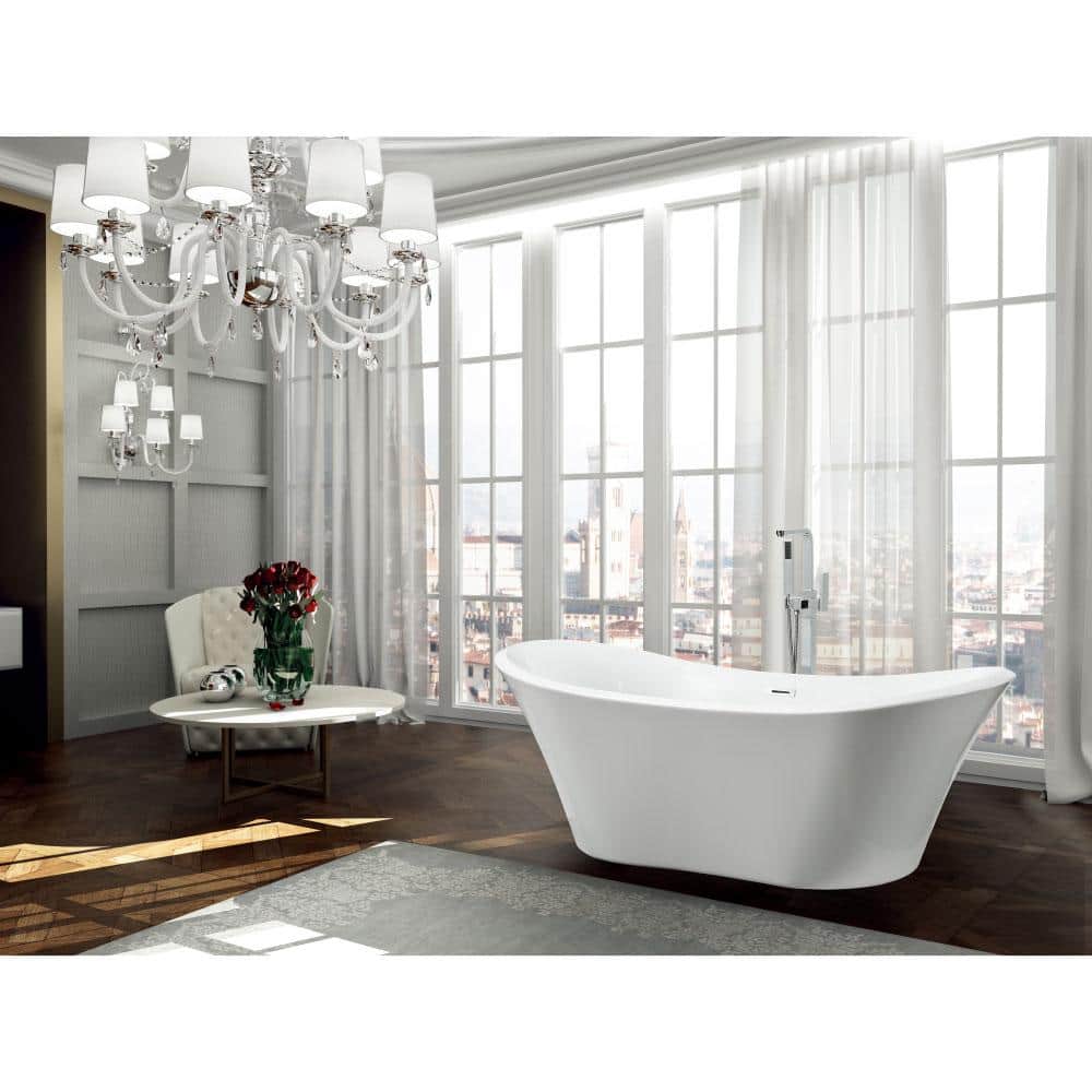 Ancona 71'' Glossy White Freestanding Acrylic Bathtub