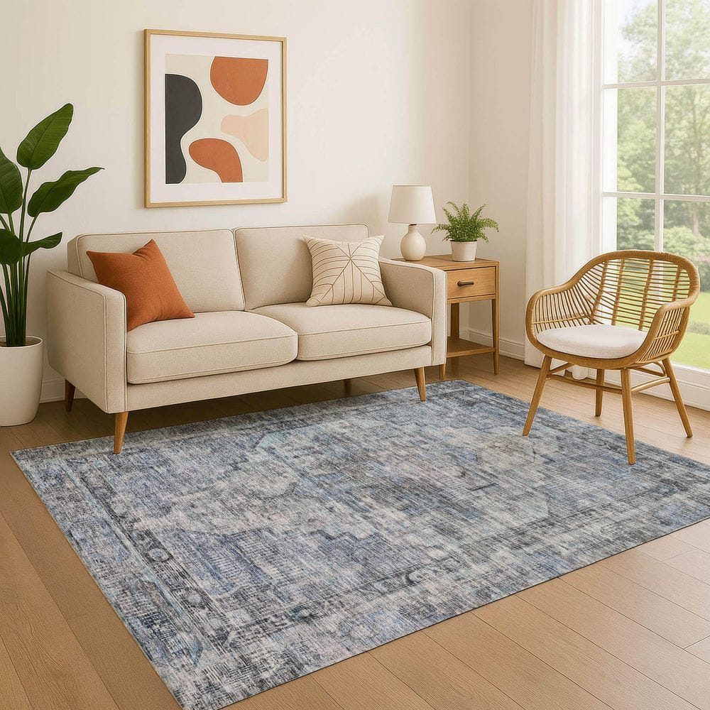 Mayfield Premium Machine Washable Abstract AMF1729 Blue 8 ft. x 10 ft. Area Rug price history on PriceWatchPro
