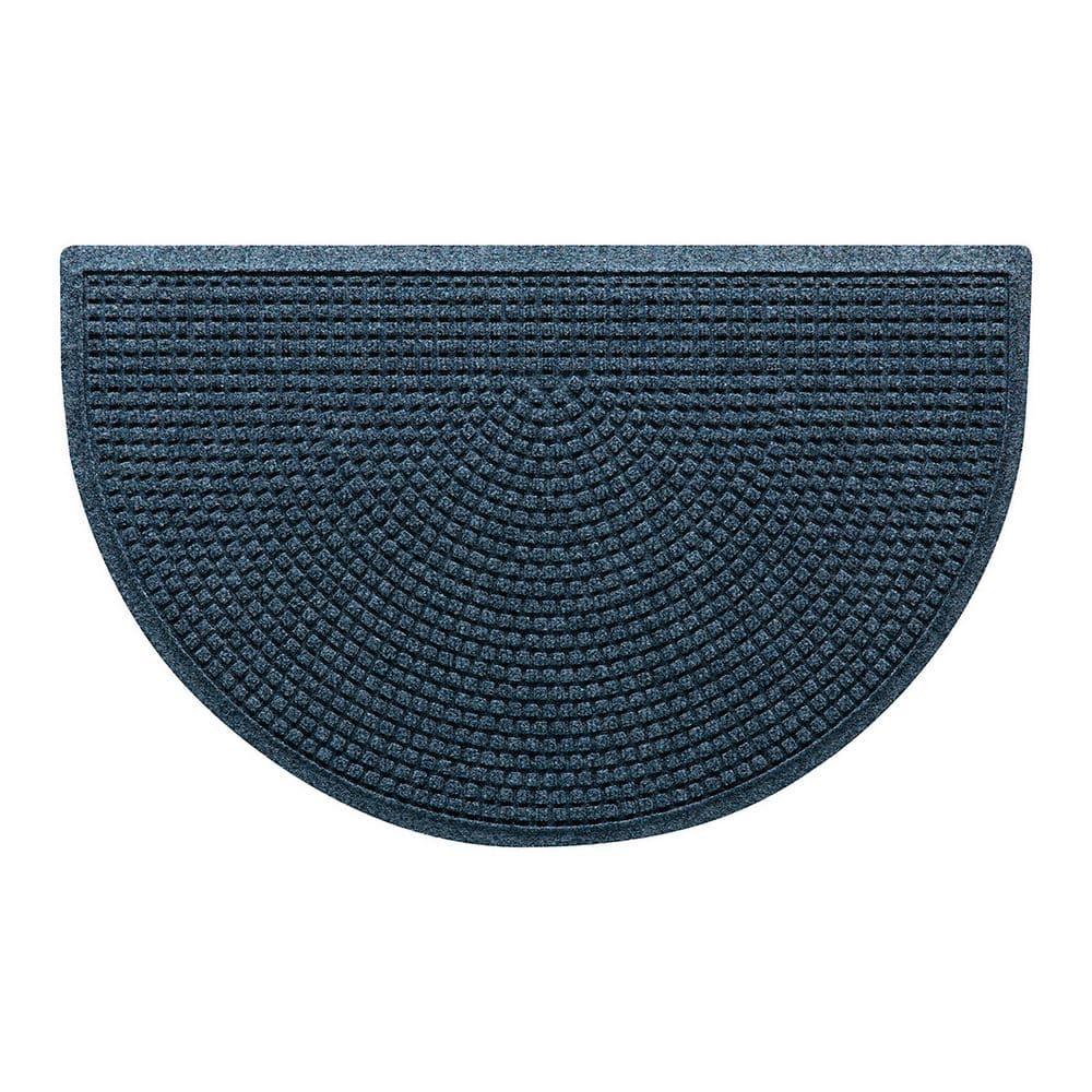 Waterhog Squares 24 in. x 39 in. Indoor Outdoor PET Polyester Half Round Doormat Navy price history on PriceWatchPro