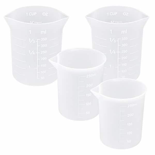 4-Piece Semi-Transparent Silicone Measuring Cup Set with 250 and 350ml Capacity for Melting Chocolate w/ Easy Pour Spout