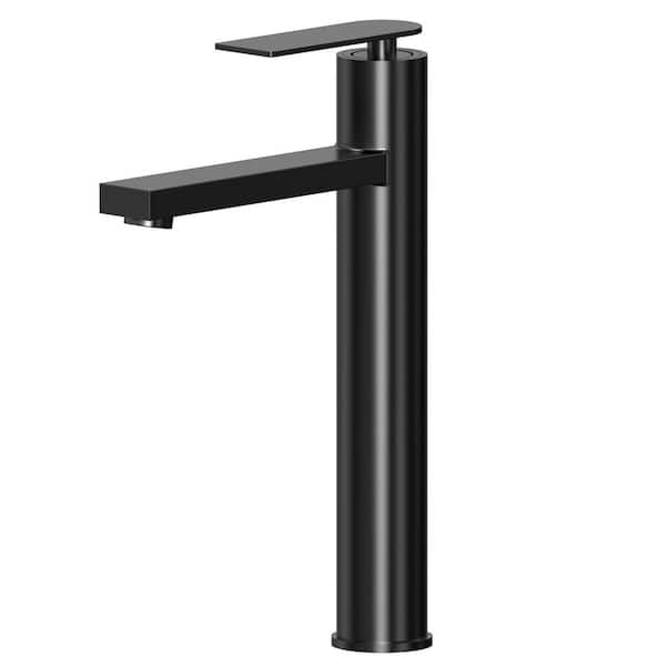 9 in. Spout Height Single Handle Single Hole Vessel Sink Faucet 1.2 GPM in Matte Black Drain Not Included (2-Pack)