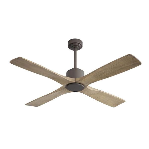 48 in. (4 ft.) DC Indoor Ceiling Fan with Remote, 4 Solid Wood Blades, Charcoal Gray