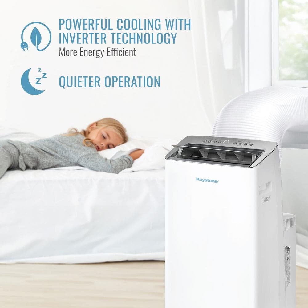 Keystone 14,000 BTU White Portable Air Conditioner with Heater and Remote