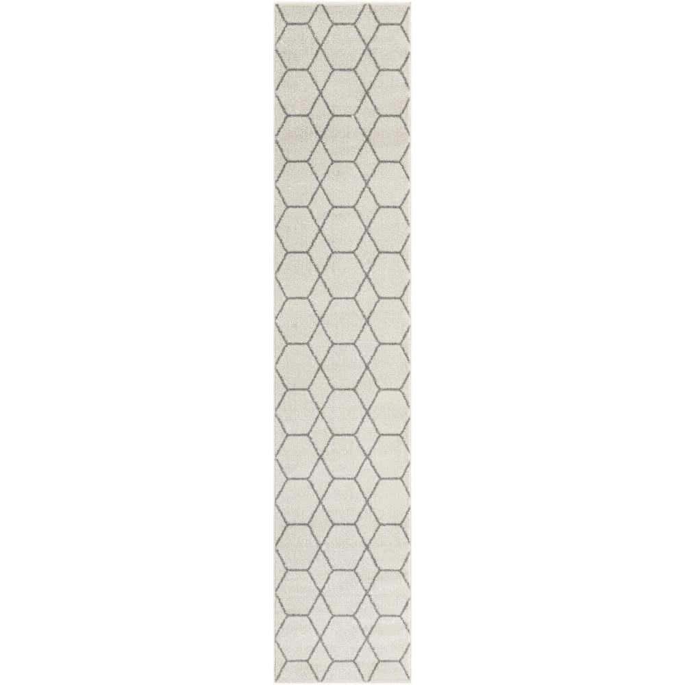 Trellis Frieze Collection Area Rug - Geometric (2 ft.  x 10 ft. Runner Ivory/Gray) price history on PriceWatchPro