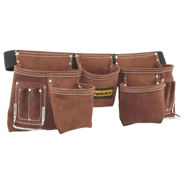 Graintex Brown 11-Pocket Suede Leather Tool Apron with 2 in