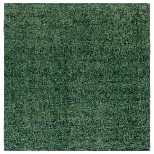 Gabbeh 6 ft. x 6 ft. Green Solid Square Area Rug