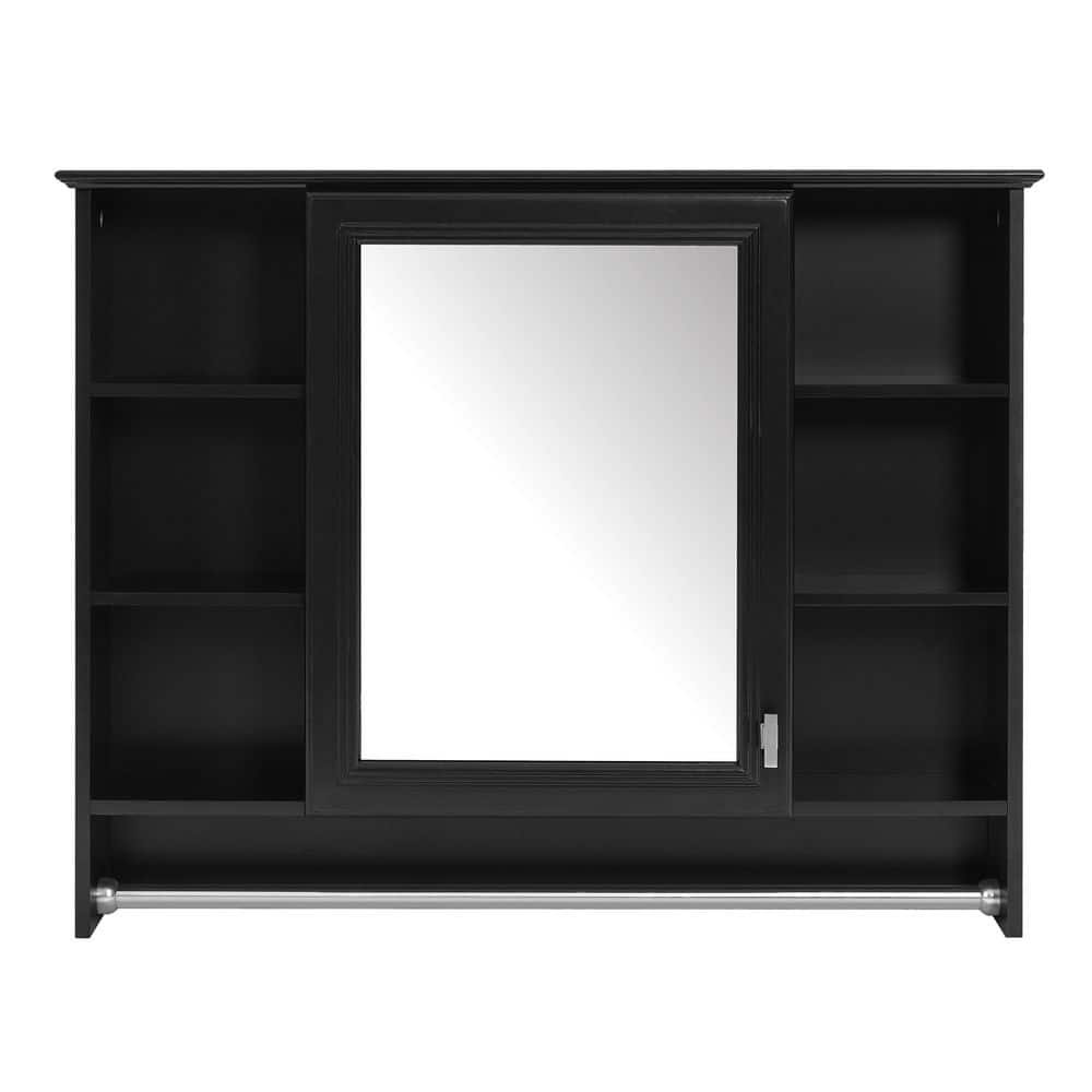 36 in. W x 28.7 in. H Rectangular MDF Medicine Cabinet with Mirror in Black with Adjustable Shelf & Soft Close Door price history on PriceWatchPro