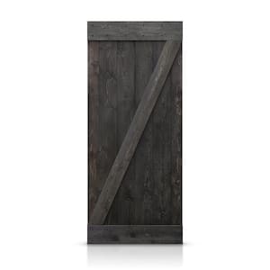 24 in. x 84 in. Distressed Z Series Charcoal Black Solid Knotty Pine Wood Interior Sliding Barn Door Slab